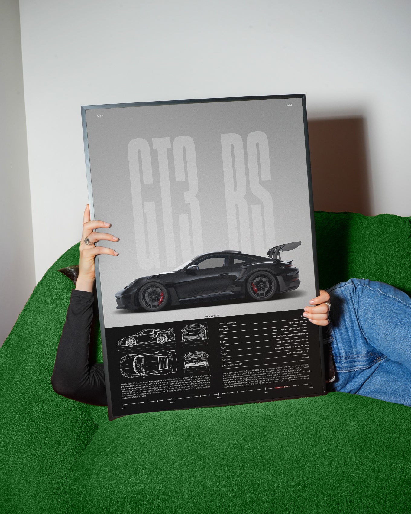 Porsche 911 GT3 RS Poster | Sports Car Wall Art Print | Luxury Automotive Decor