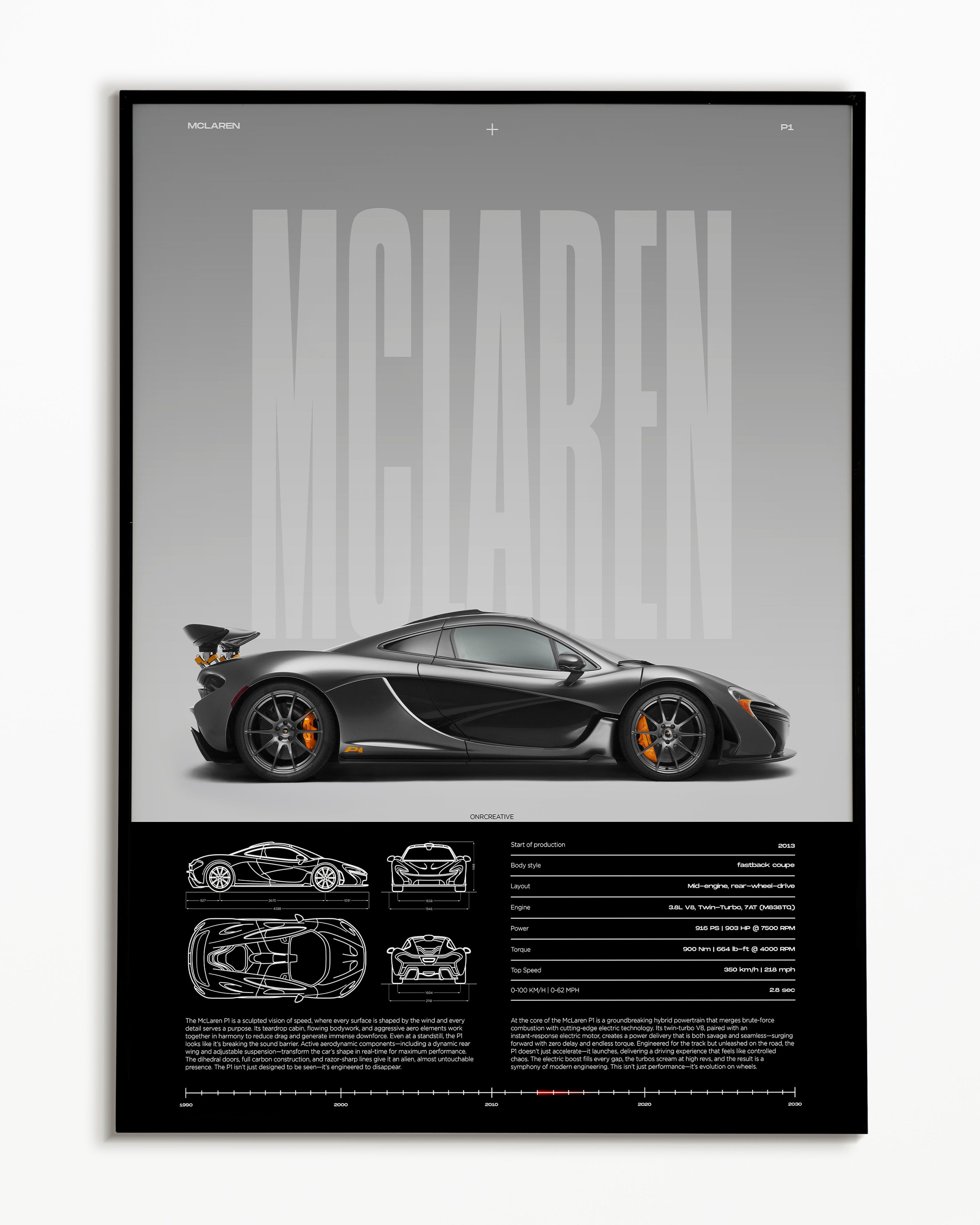 McLaren P1 Poster | Hypercar Wall Art | Modern Automotive Print