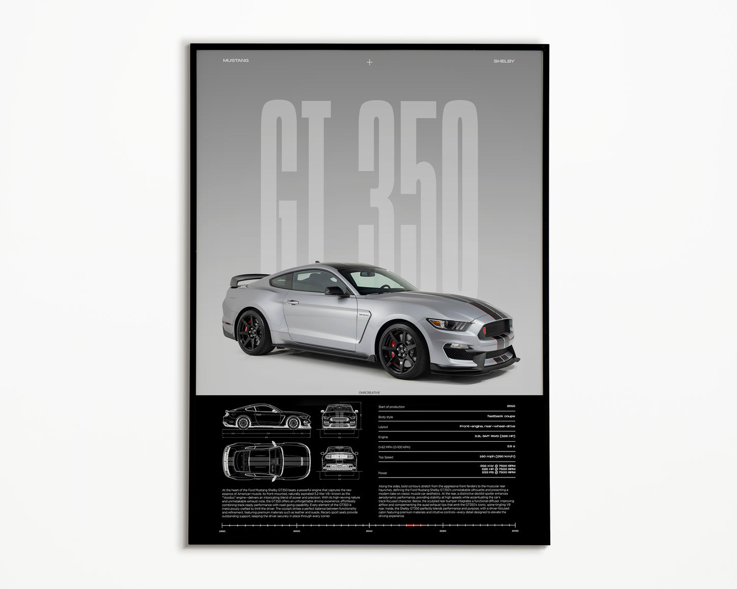 Ford Mustang Shelby GT350 Poster | American Muscle Car Wall Art | Automotive Print