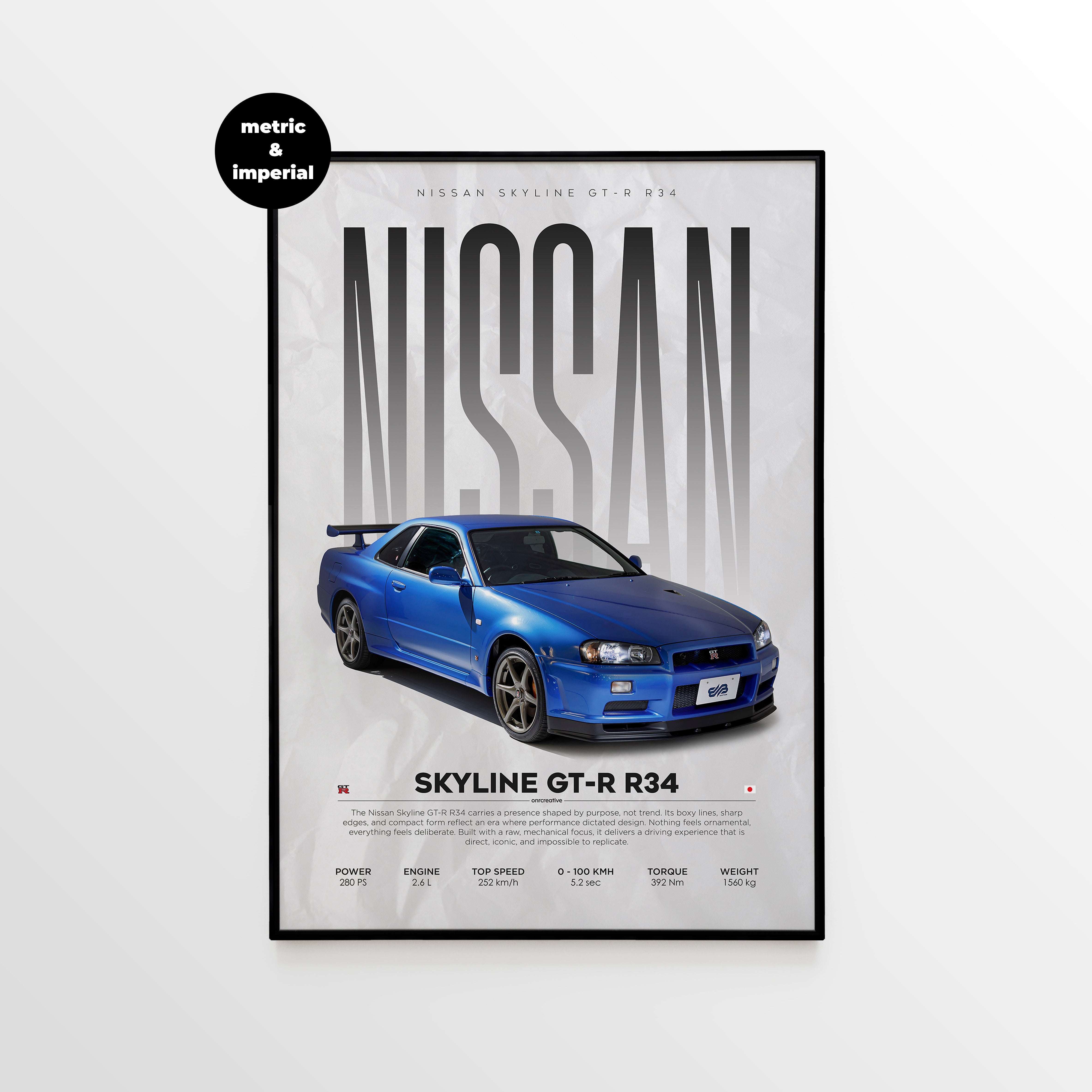 Nissan Skyline GT-R R34 Poster | Premium JDM Legend Wall Art Print