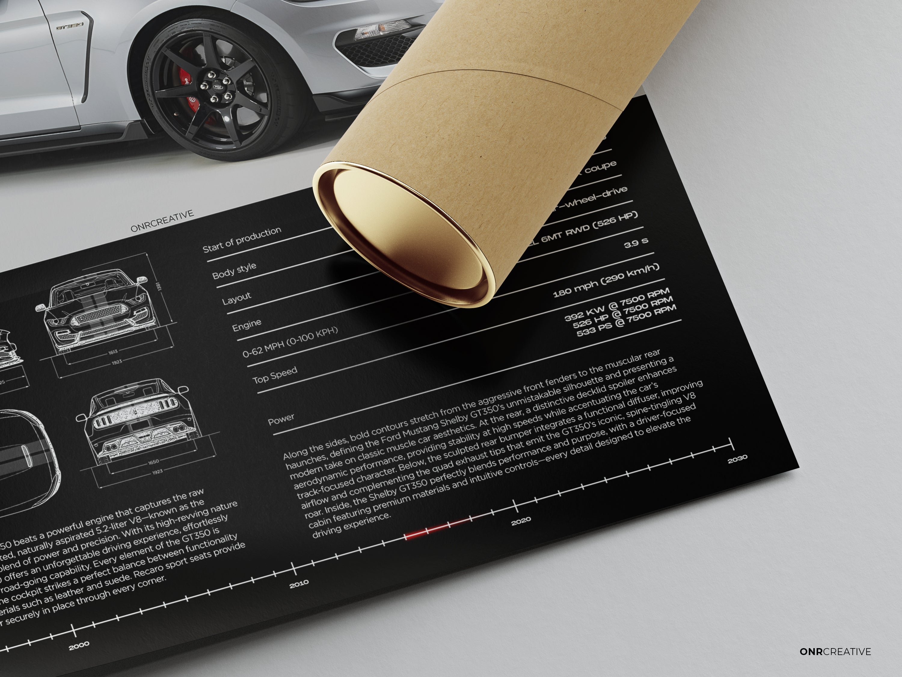 Ford Mustang Shelby GT350 Poster | American Muscle Car Wall Art | Automotive Print