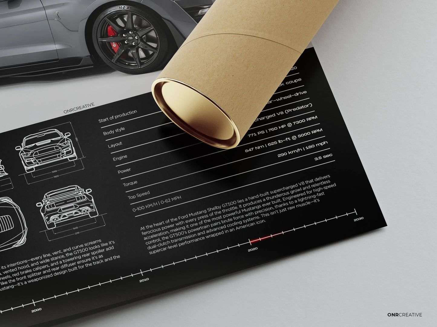 Ford Mustang Shelby GT500 Poster – Supercharged Muscle Car Wall Art