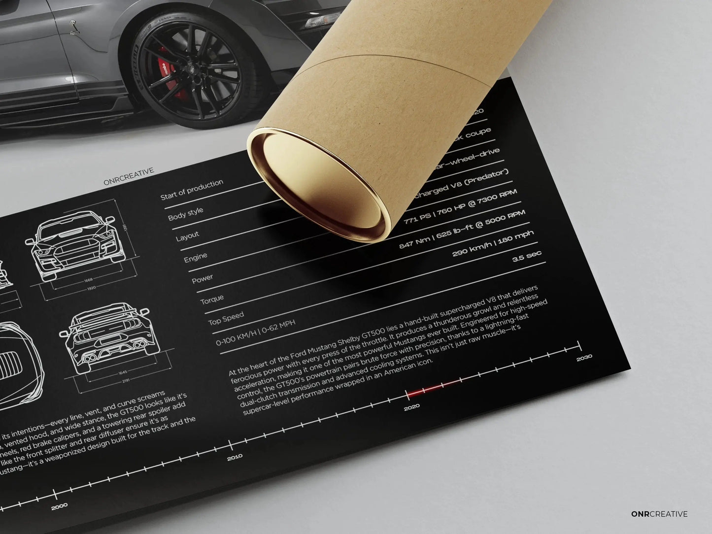 Ford Mustang Shelby GT500 Poster – Supercharged Muscle Car Wall Art