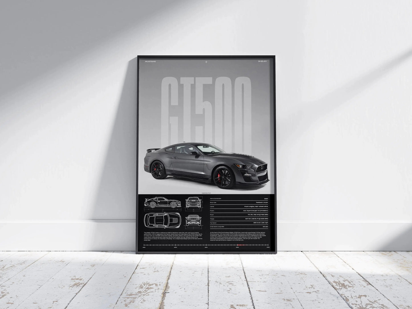 Ford Mustang Shelby GT500 Poster – Supercharged Muscle Car Wall Art
