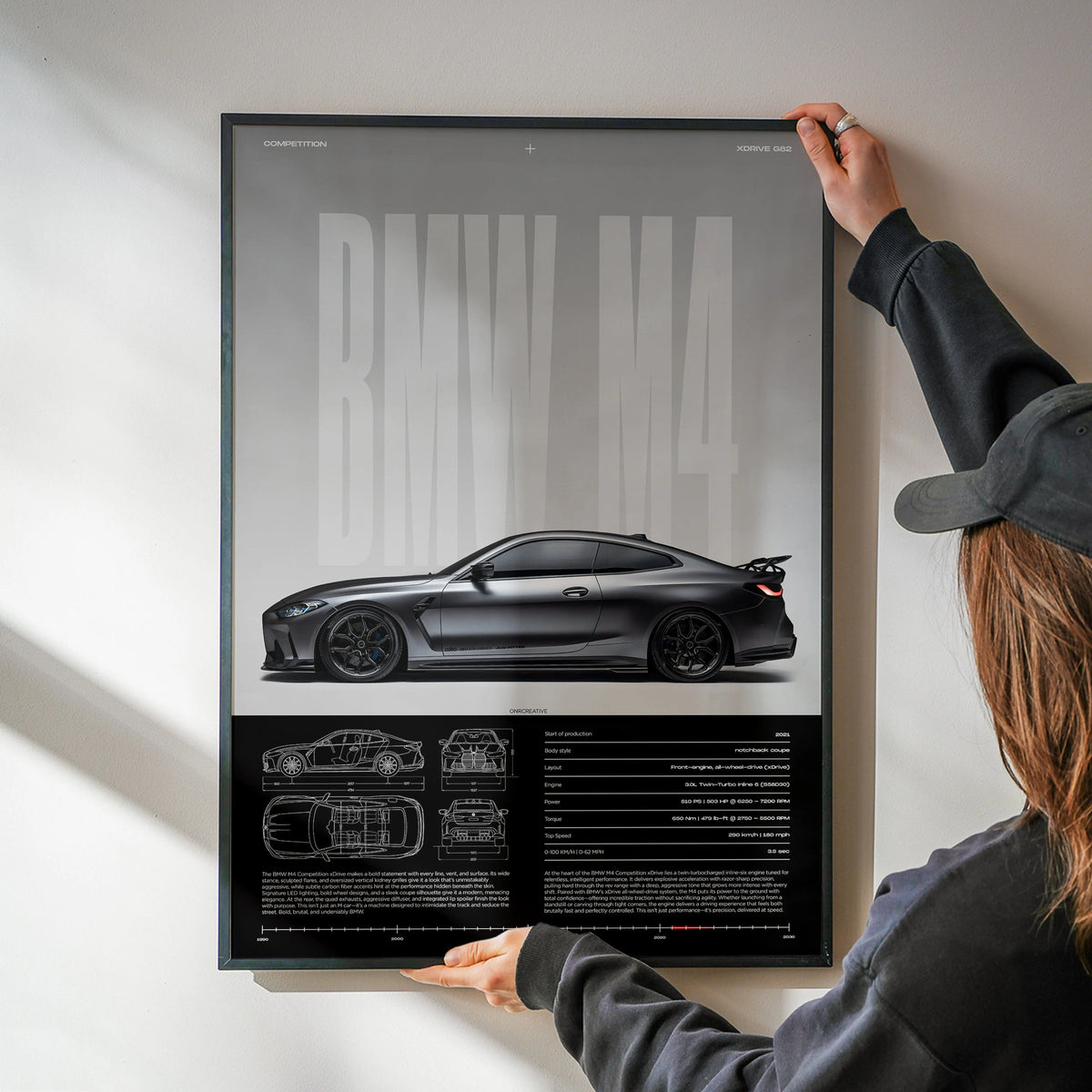 BMW M4 Competition G82 Car Poster ONRCreative