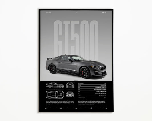 Ford Mustang Shelby GT500 Poster – Supercharged Muscle Car Wall Art