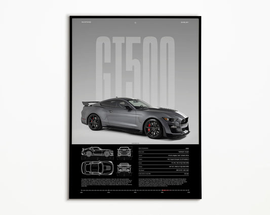 Ford Mustang Shelby GT500 Poster – Supercharged Muscle Car Wall Art