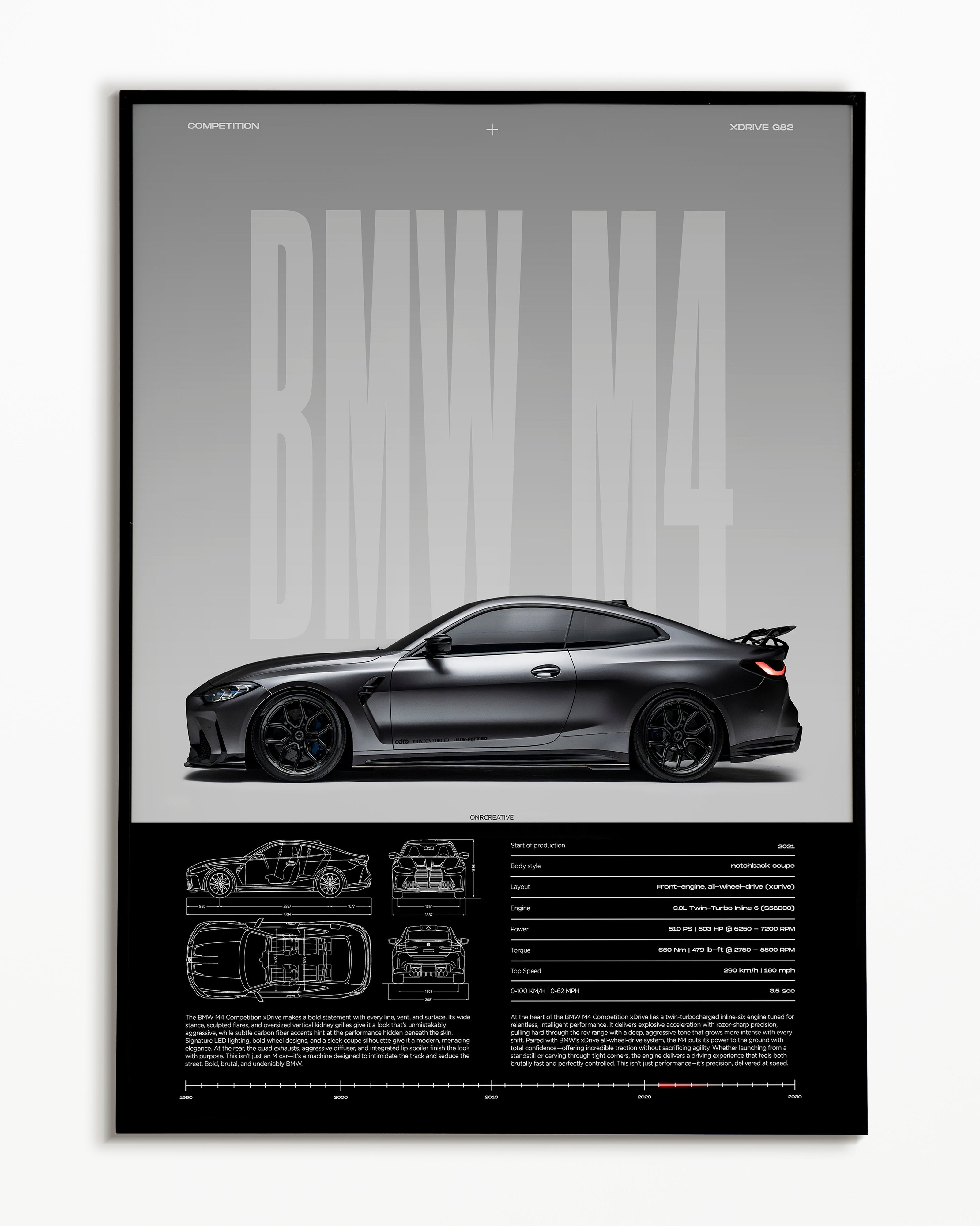 BMW M4 Competition Poster | Modern Automotive Wall Art | Luxury Car Print