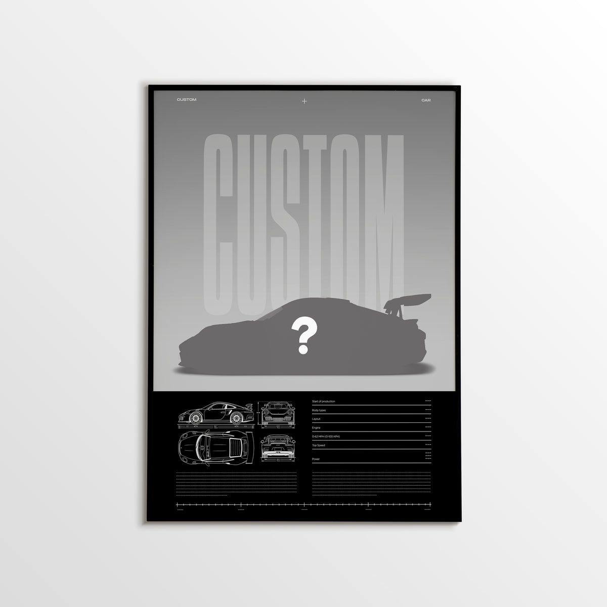 Custom Car Poster - Black Design