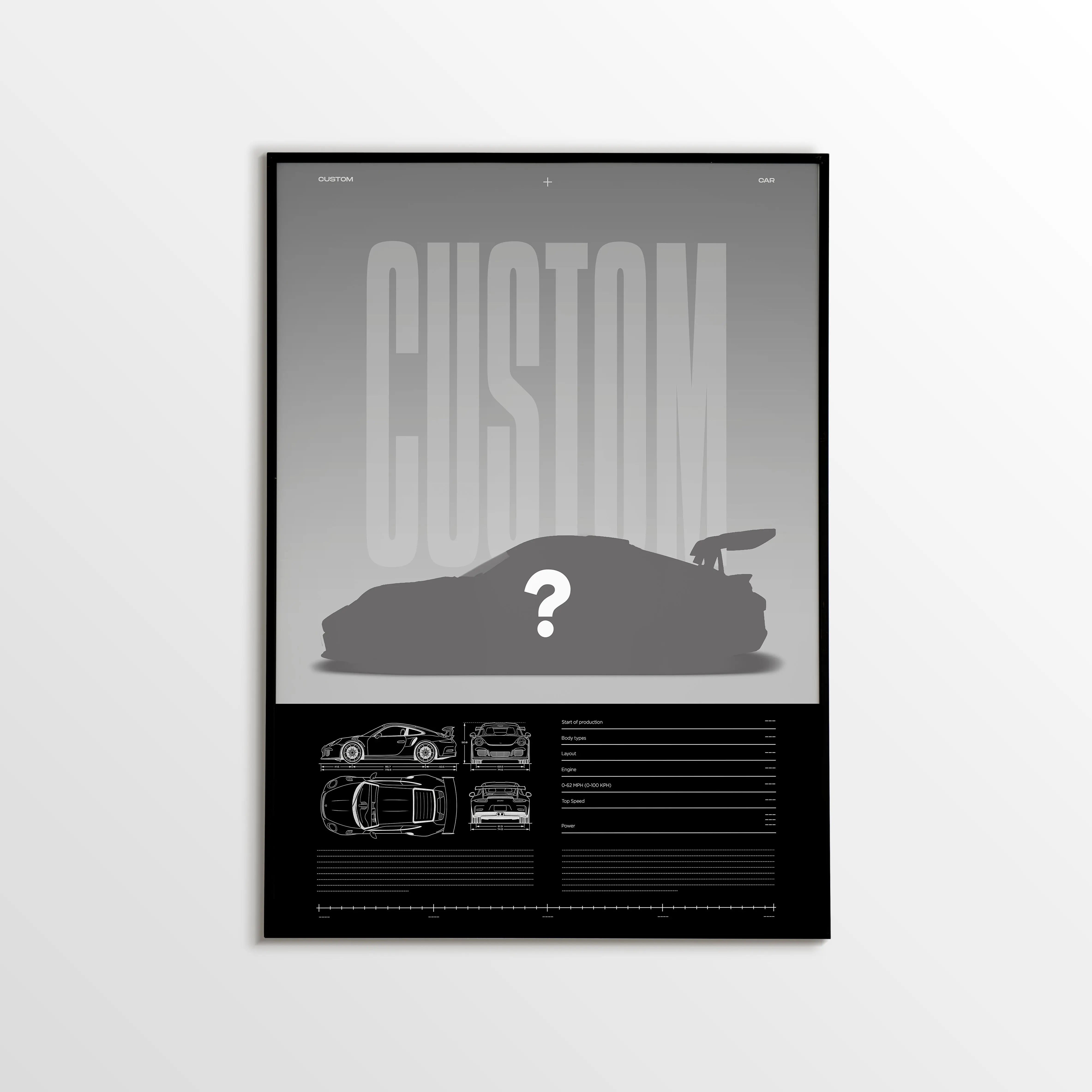 Custom Car Poster - Black Design