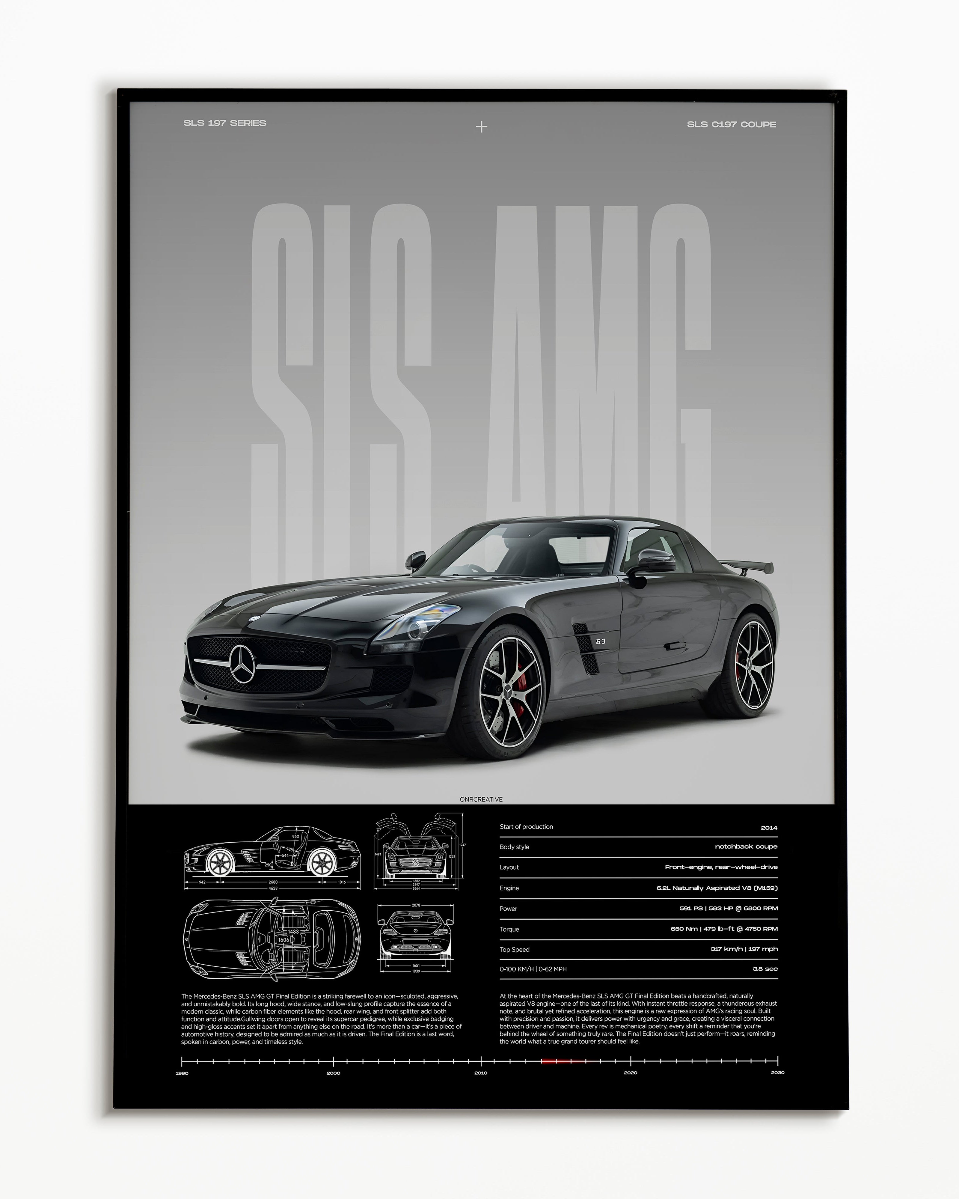 Mercedes-Benz SLS AMG Poster | Gullwing Supercar Wall Art | Luxury Automotive Print