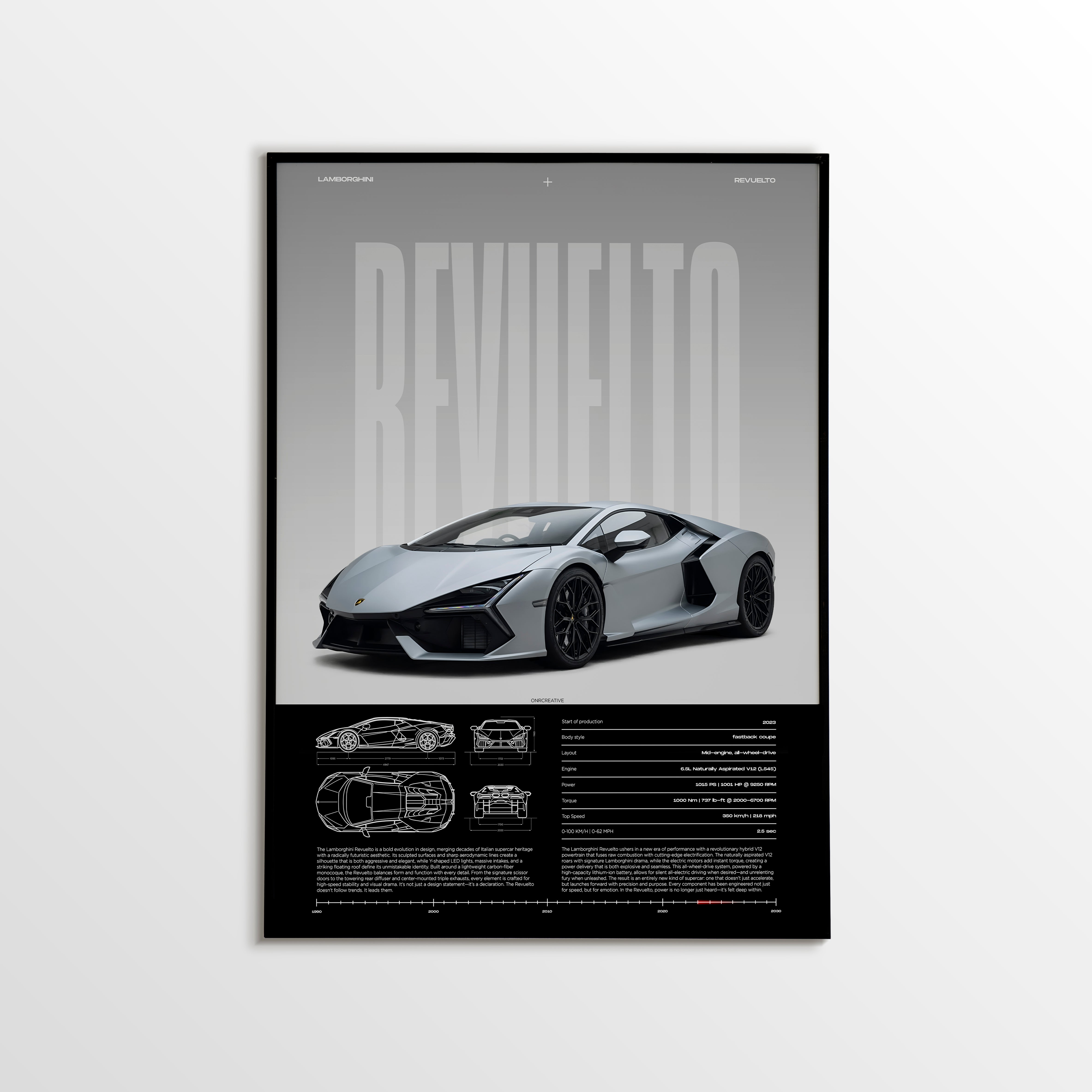 Lamborghini Revuelto Poster | Hybrid V12 Supercar Wall Art | Luxury Automotive Print
