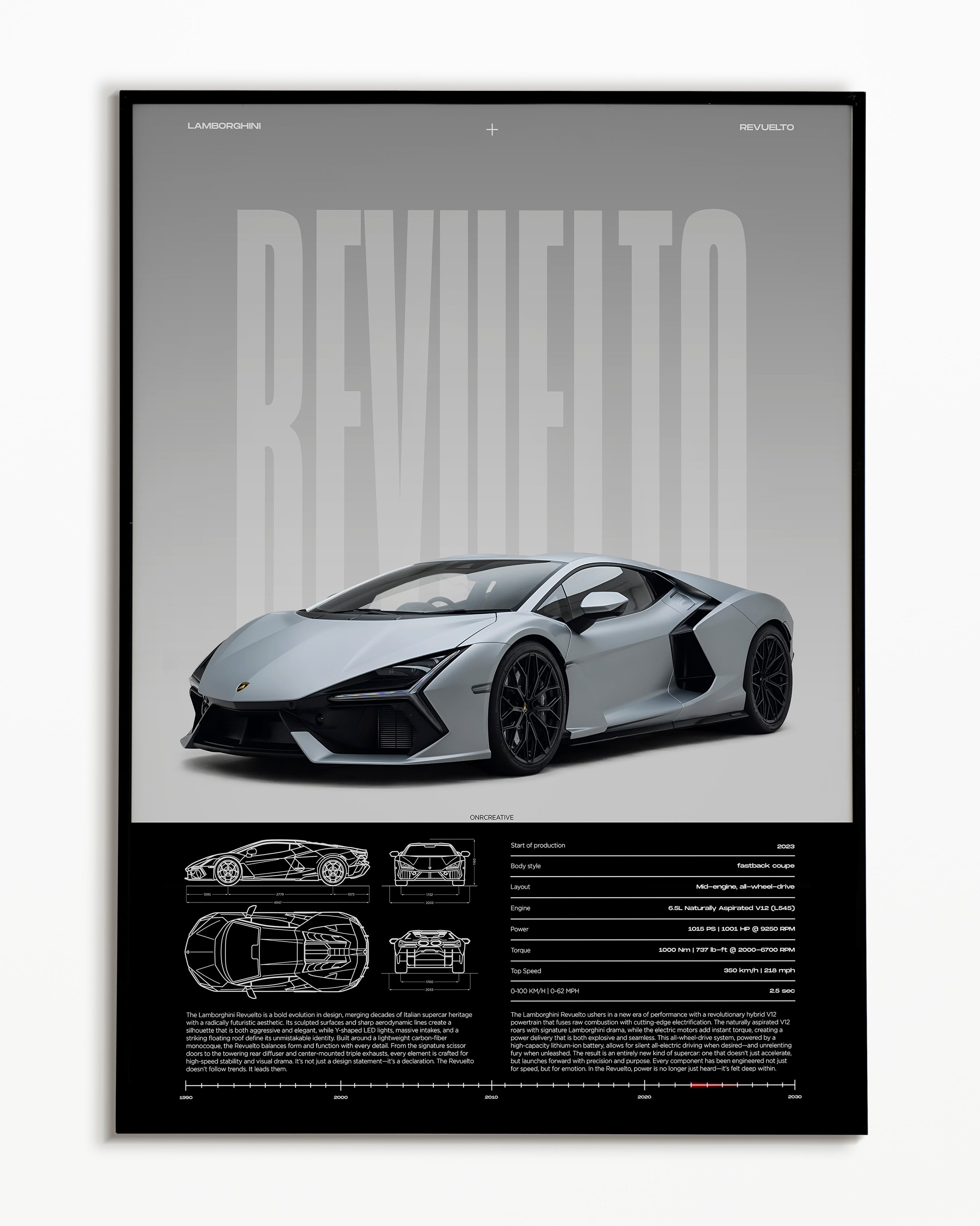 Lamborghini Revuelto Poster | Hybrid V12 Supercar Wall Art | Luxury Automotive Print