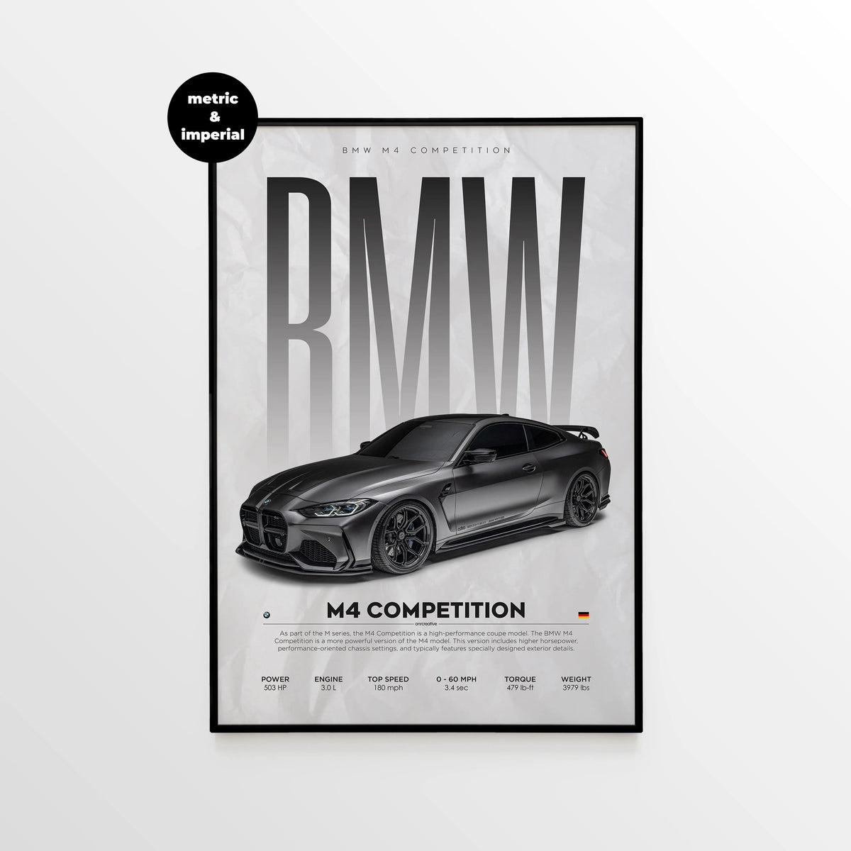 BMW M4 Competition G82 Car Poster ONRCreative