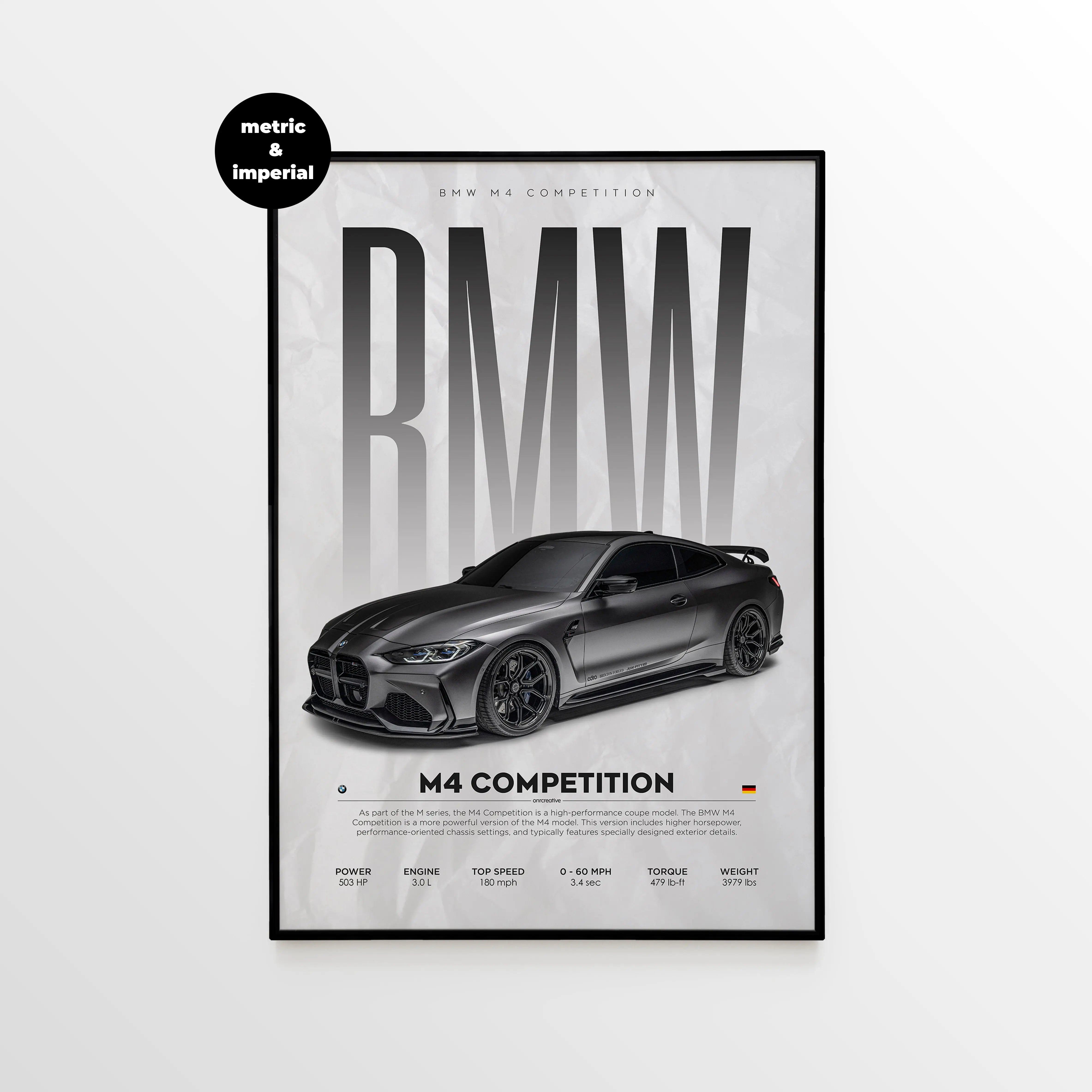 BMW M4 Competition G82 Car Poster ONRCreative