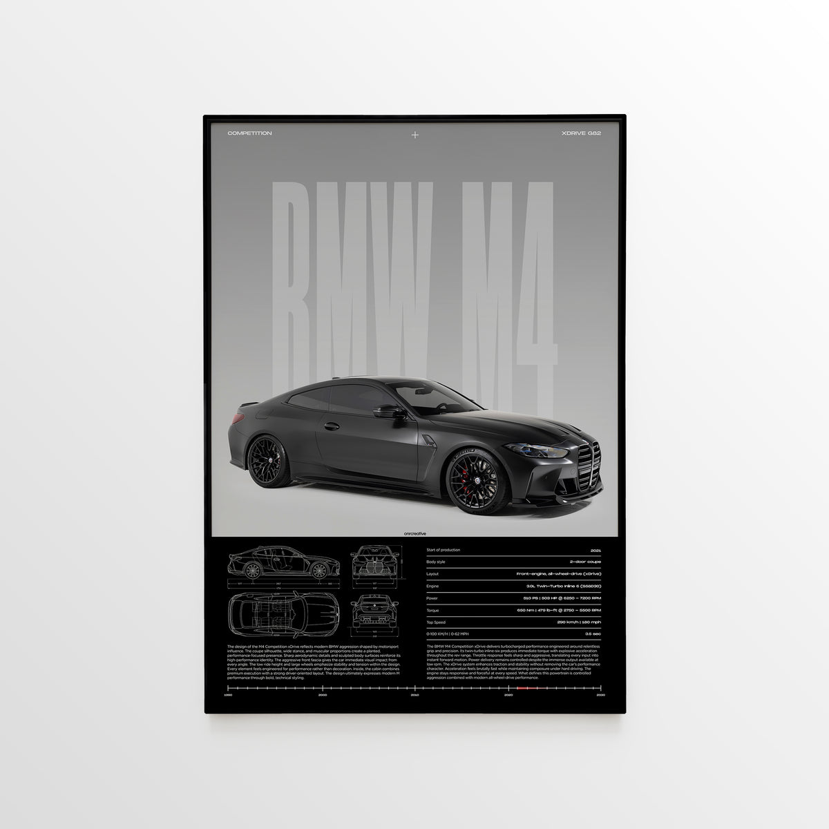 BMW M4 Competition (G82) Car Poster
