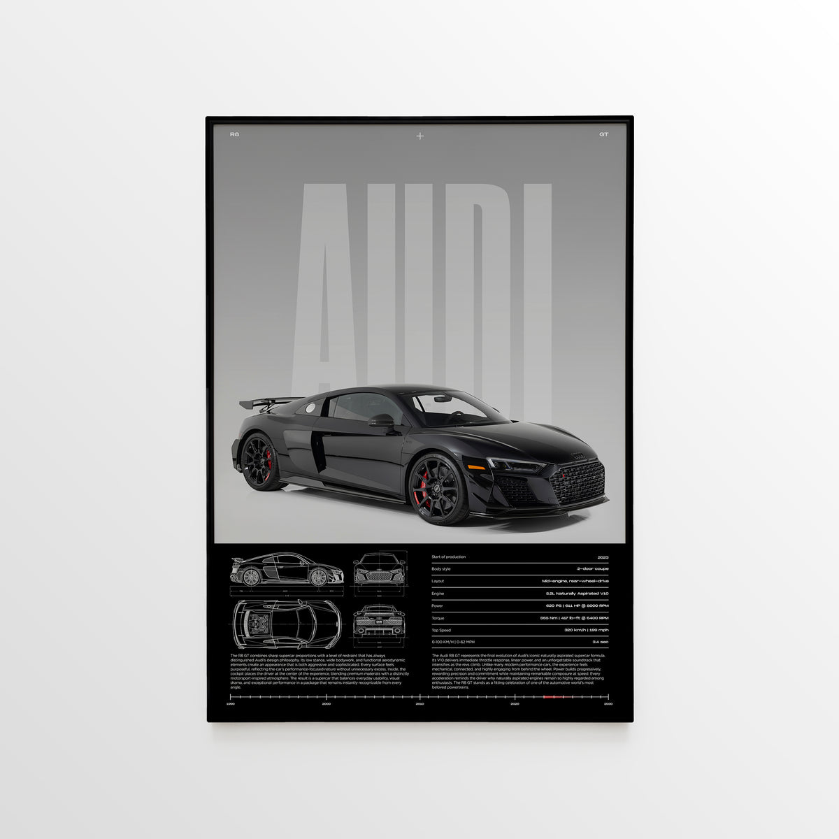 Audi R8 V10 GT Car Poster