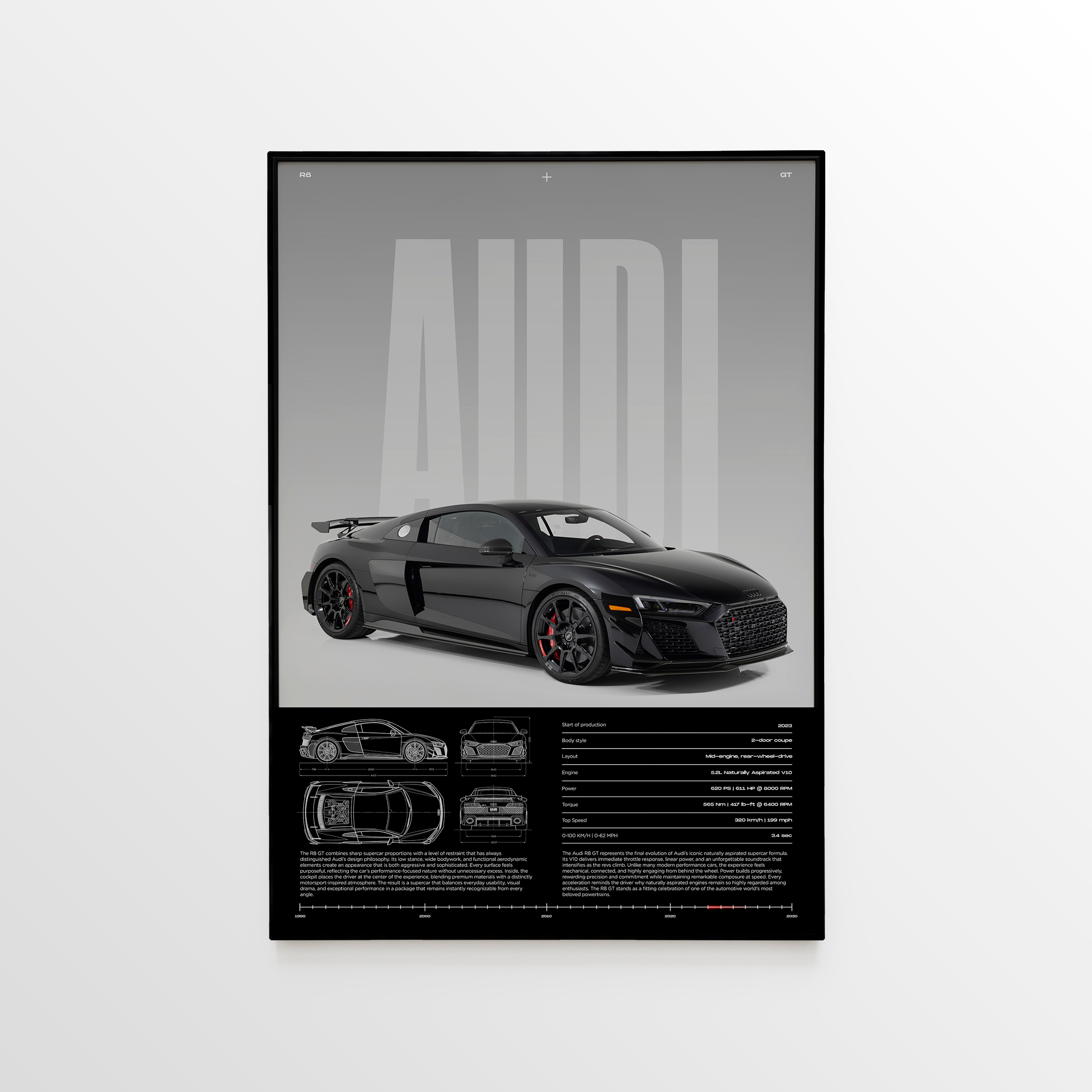 Audi R8 V10 GT Car Poster