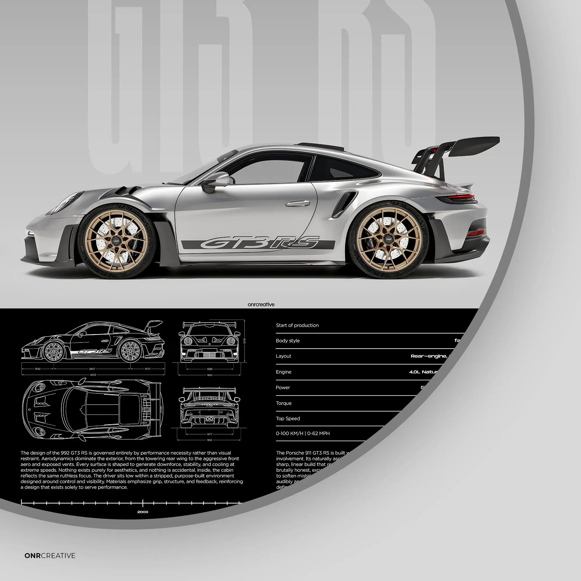 Porsche 911 GT3 RS 992 Car Poster | Premium Supercar Wall Art
