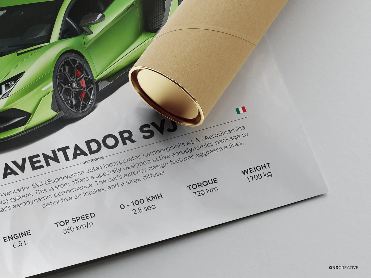 Lamborghini Aventador SVJ Car Poster ONRCreative