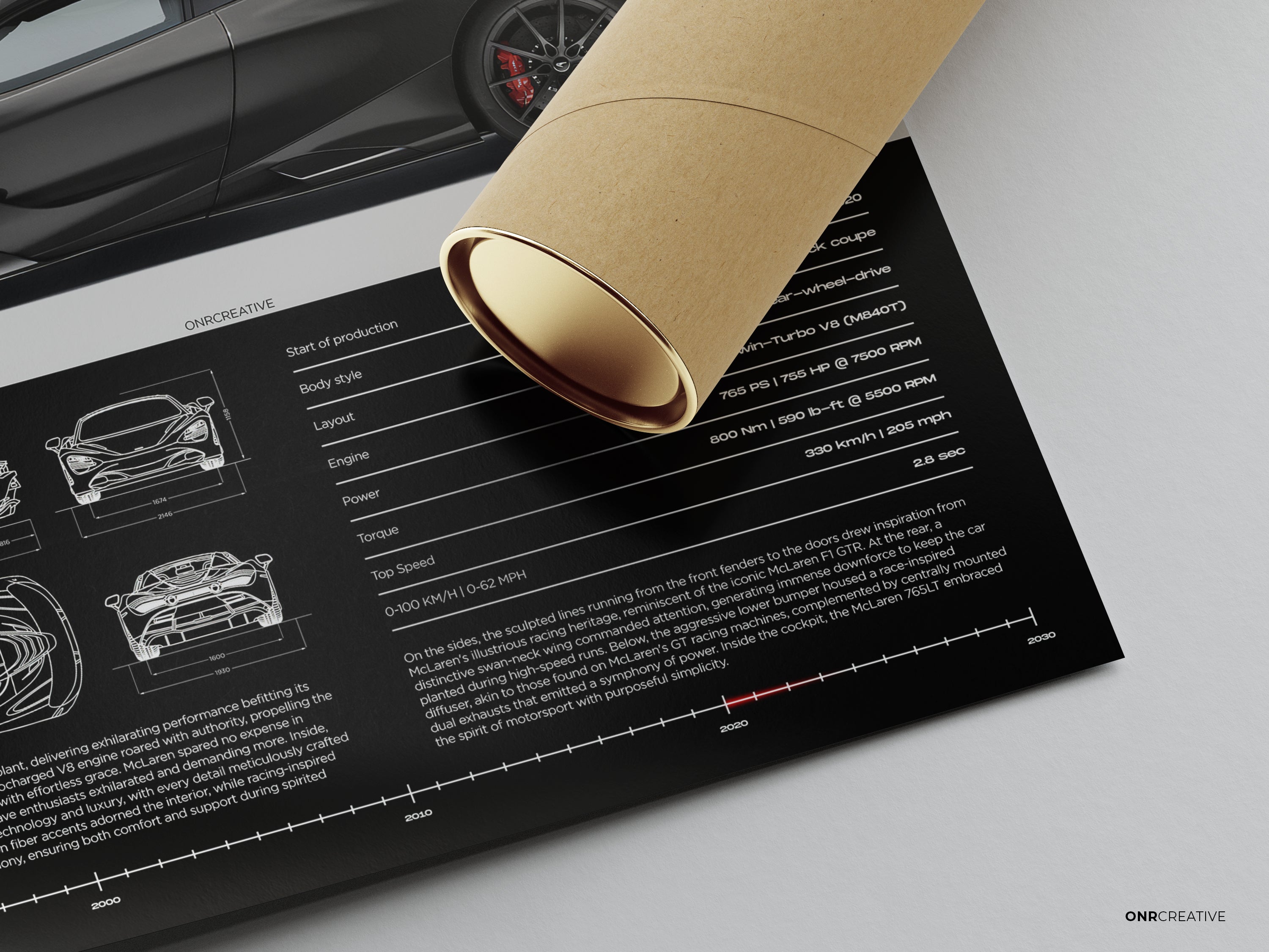 McLaren 765LT Poster | Supercar Wall Art | Modern Automotive Print