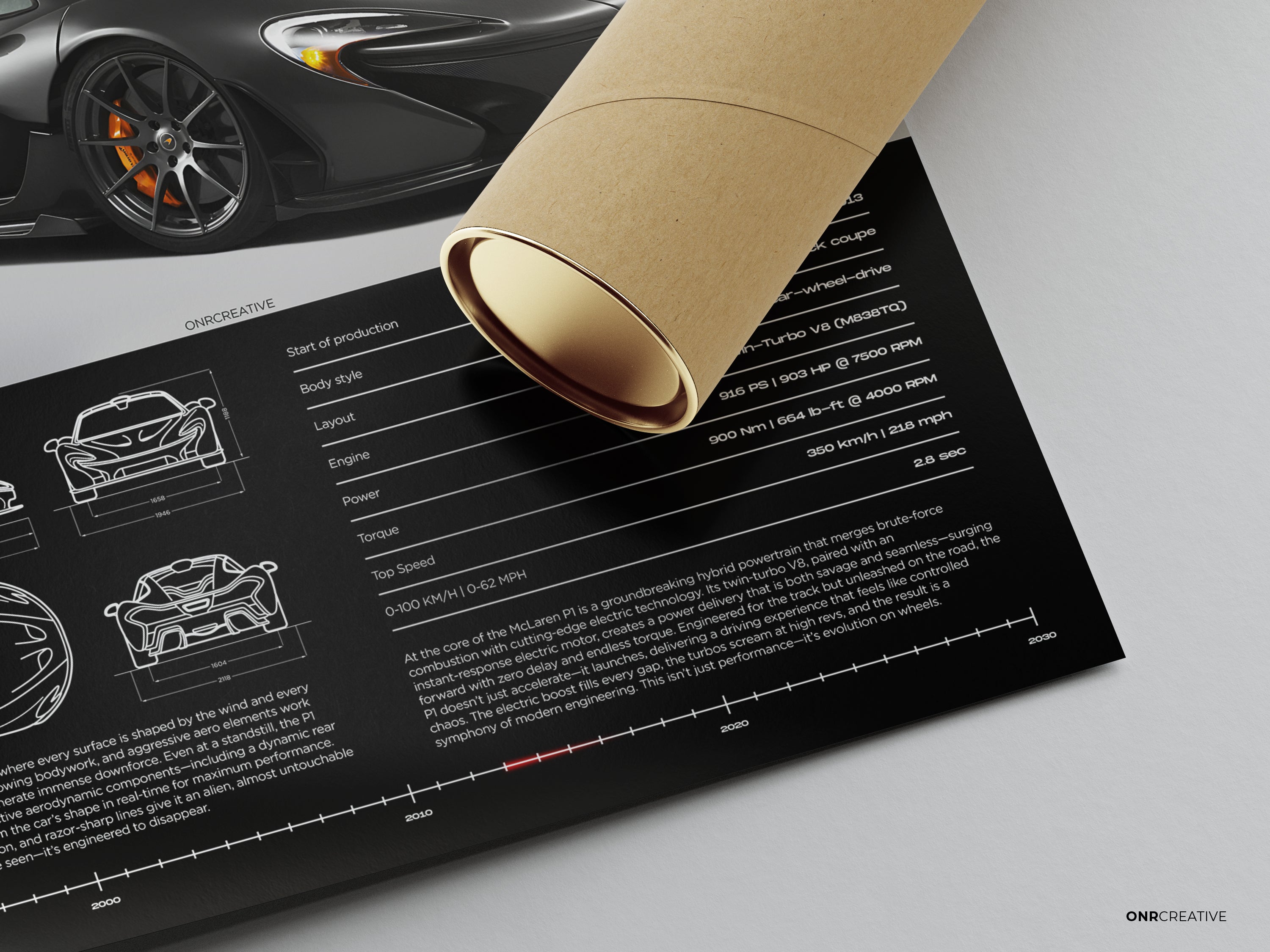 McLaren P1 Poster | Front View Hypercar Wall Art | Luxury Automotive Print