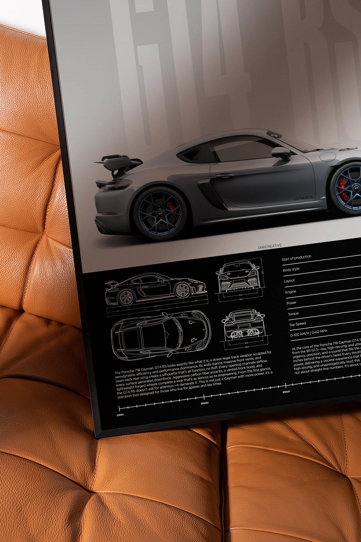 Porsche 718 Cayman GT4 RS Car Poster ONRCreative