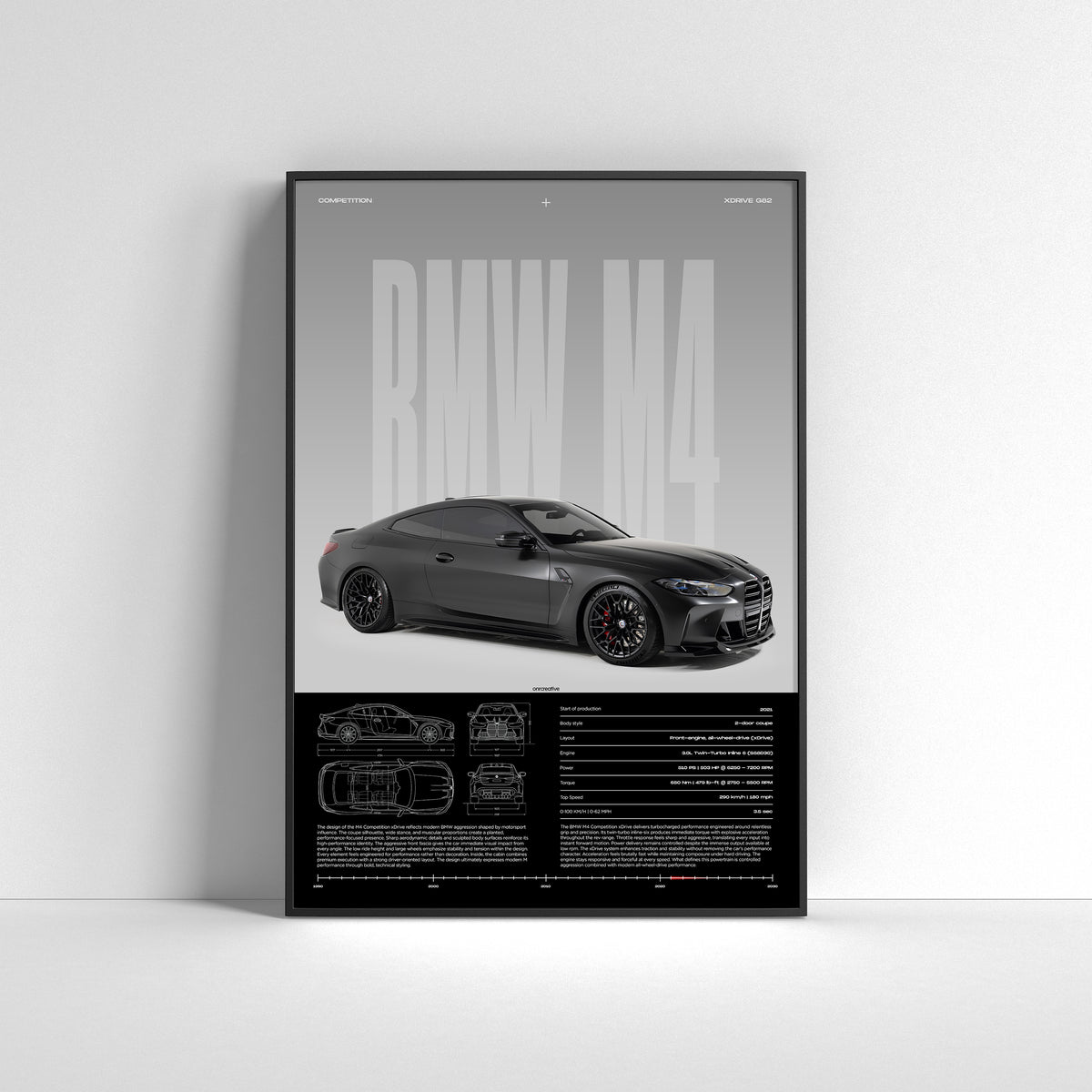 BMW M4 Competition (G82) Car Poster