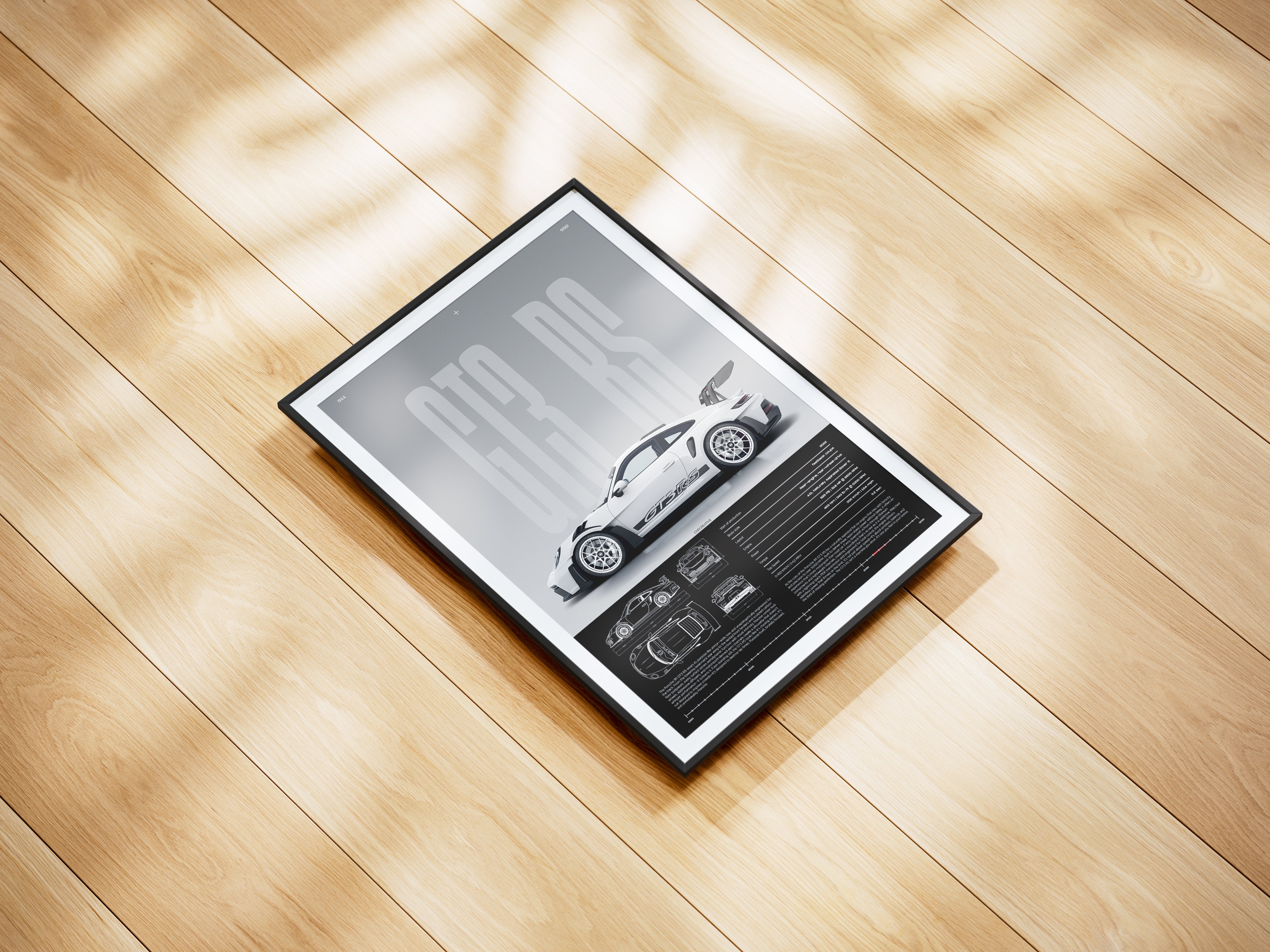 Porsche 911 GT3 RS Poster | White 992 Sports Car Wall Art | Luxury Automotive Print