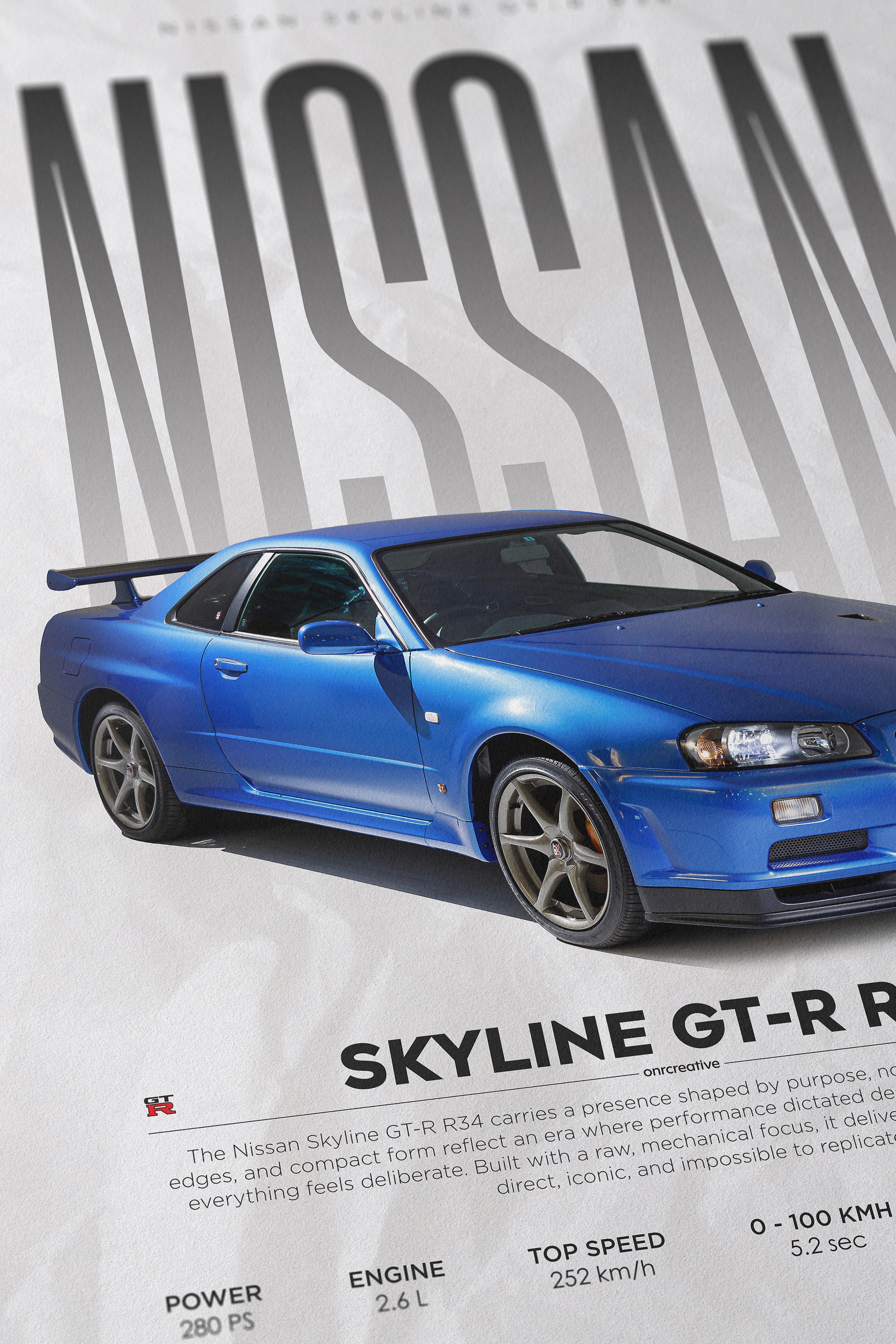 Nissan Skyline GT-R R34 Poster | Premium JDM Legend Wall Art Print