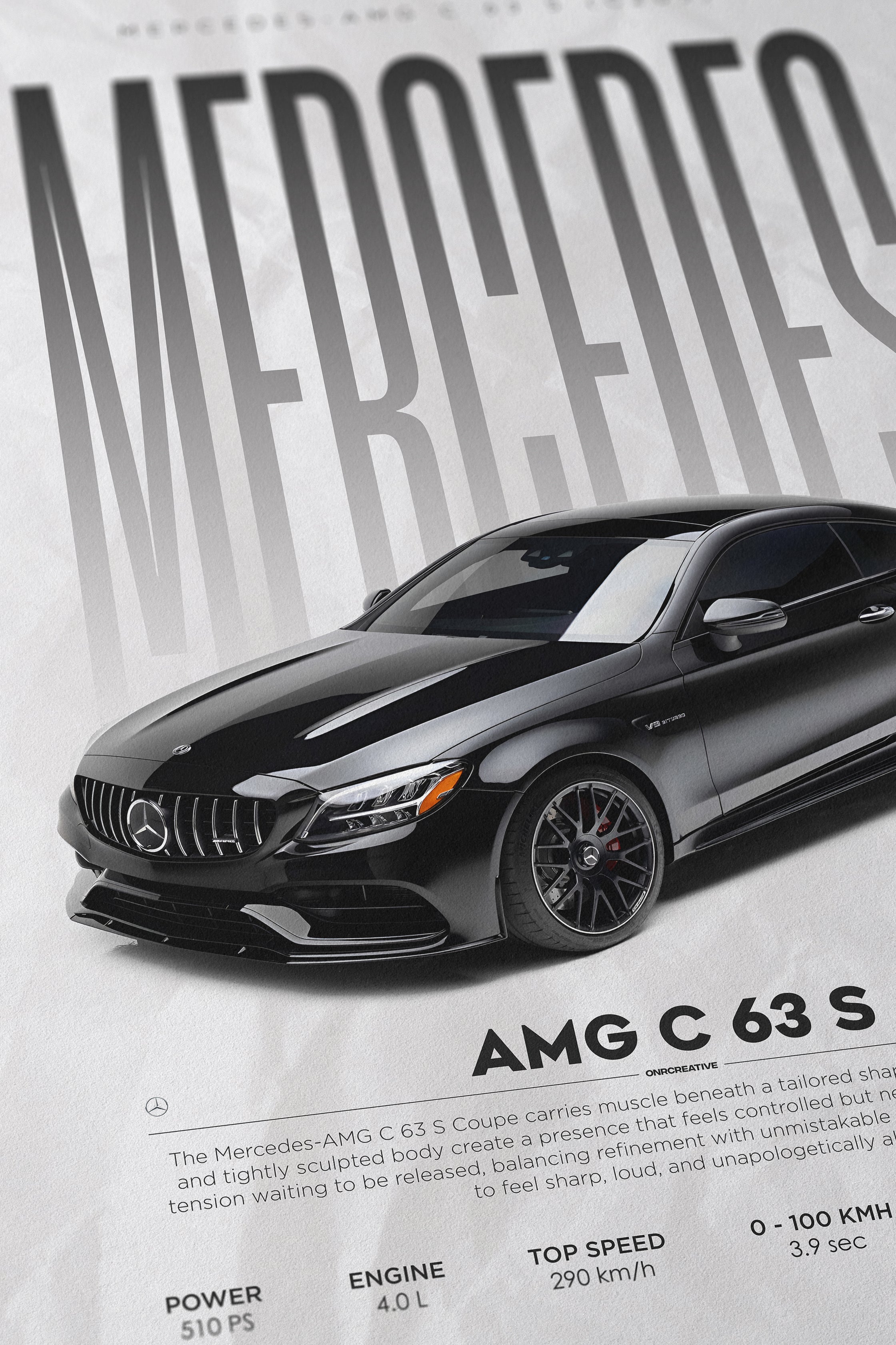 Mercedes-AMG C63 S C205 Coupe Minimal Poster | Wall Art Print