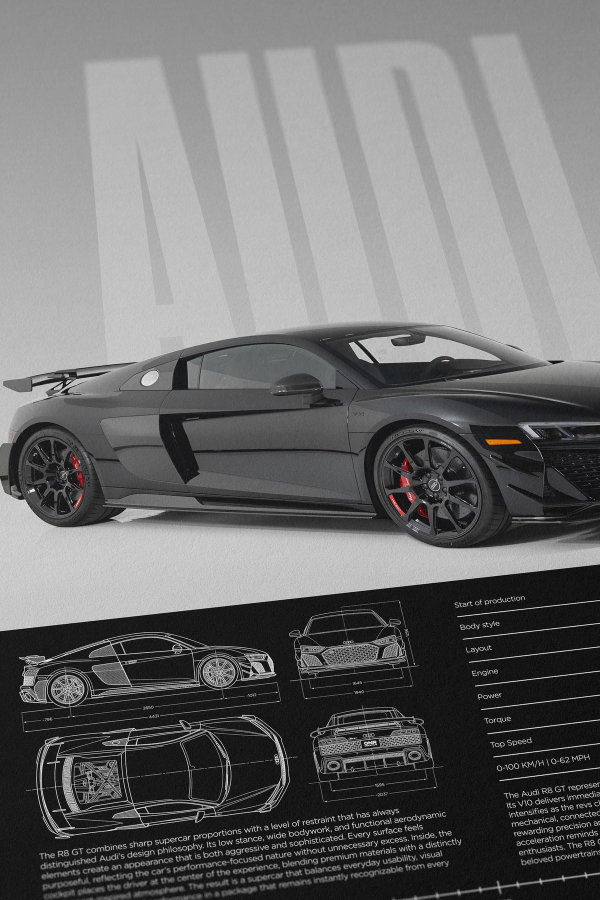 Audi R8 V10 GT Car Poster