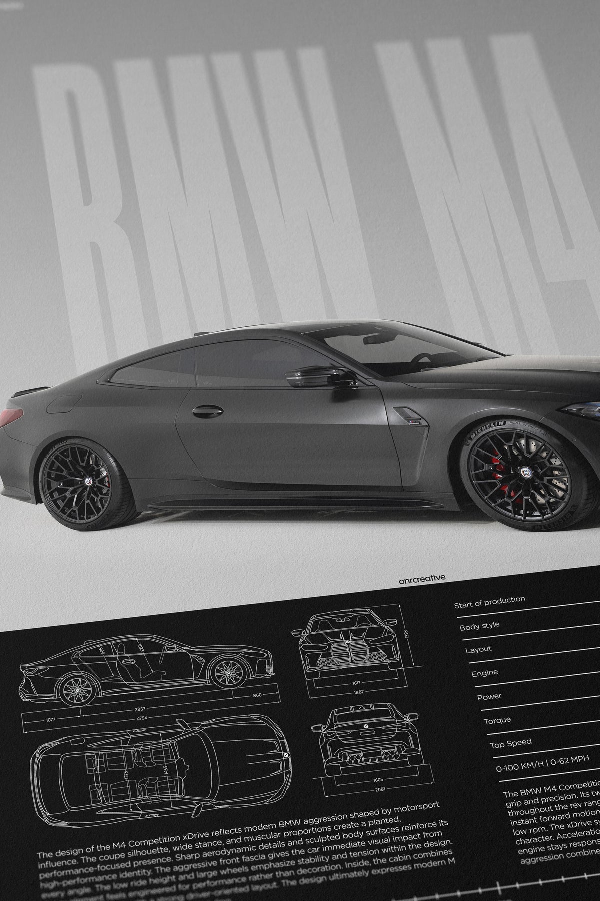 BMW M4 Competition (G82) Car Poster