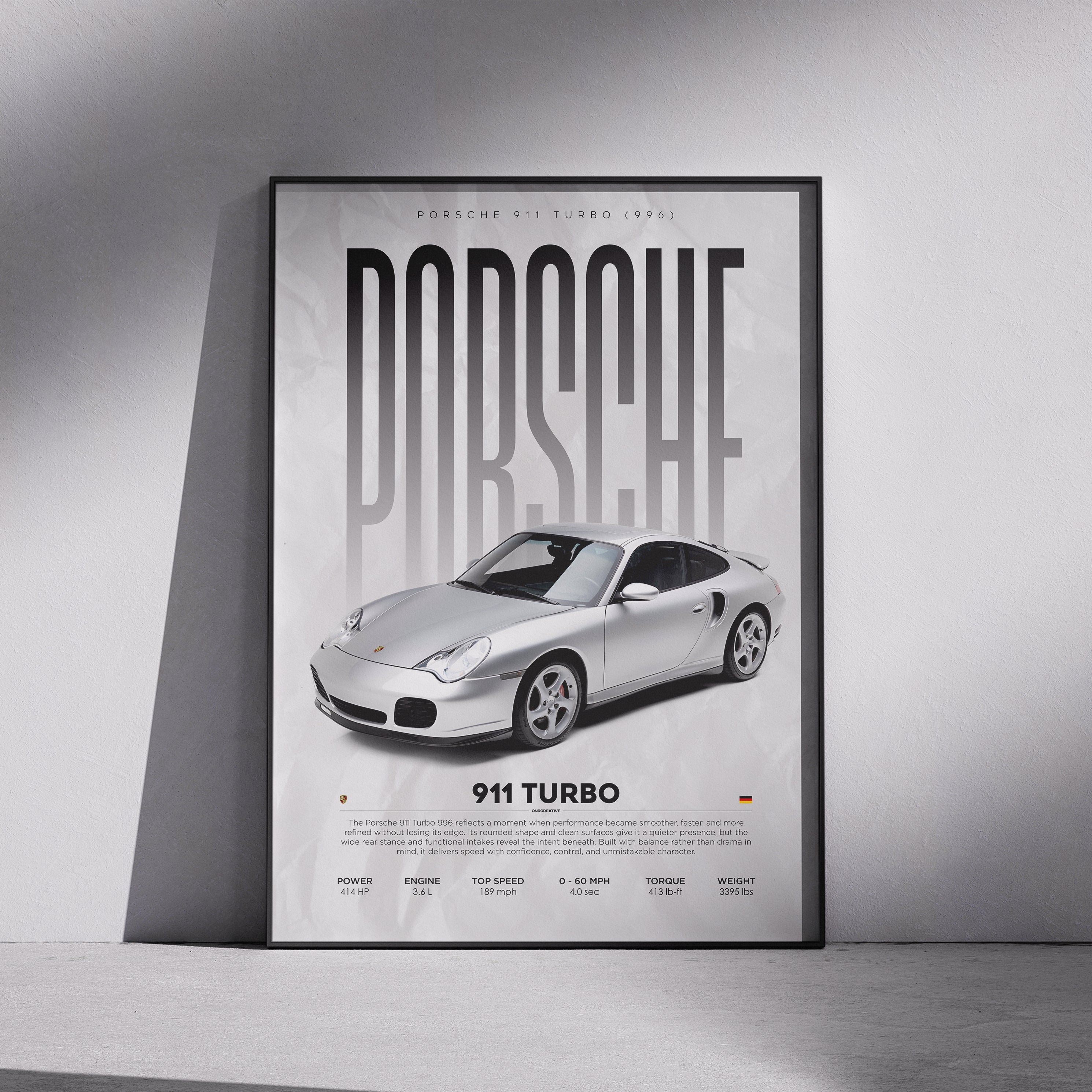 Porsche 996 Turbo Minimal Poster | Classic 911 Wall Art Print