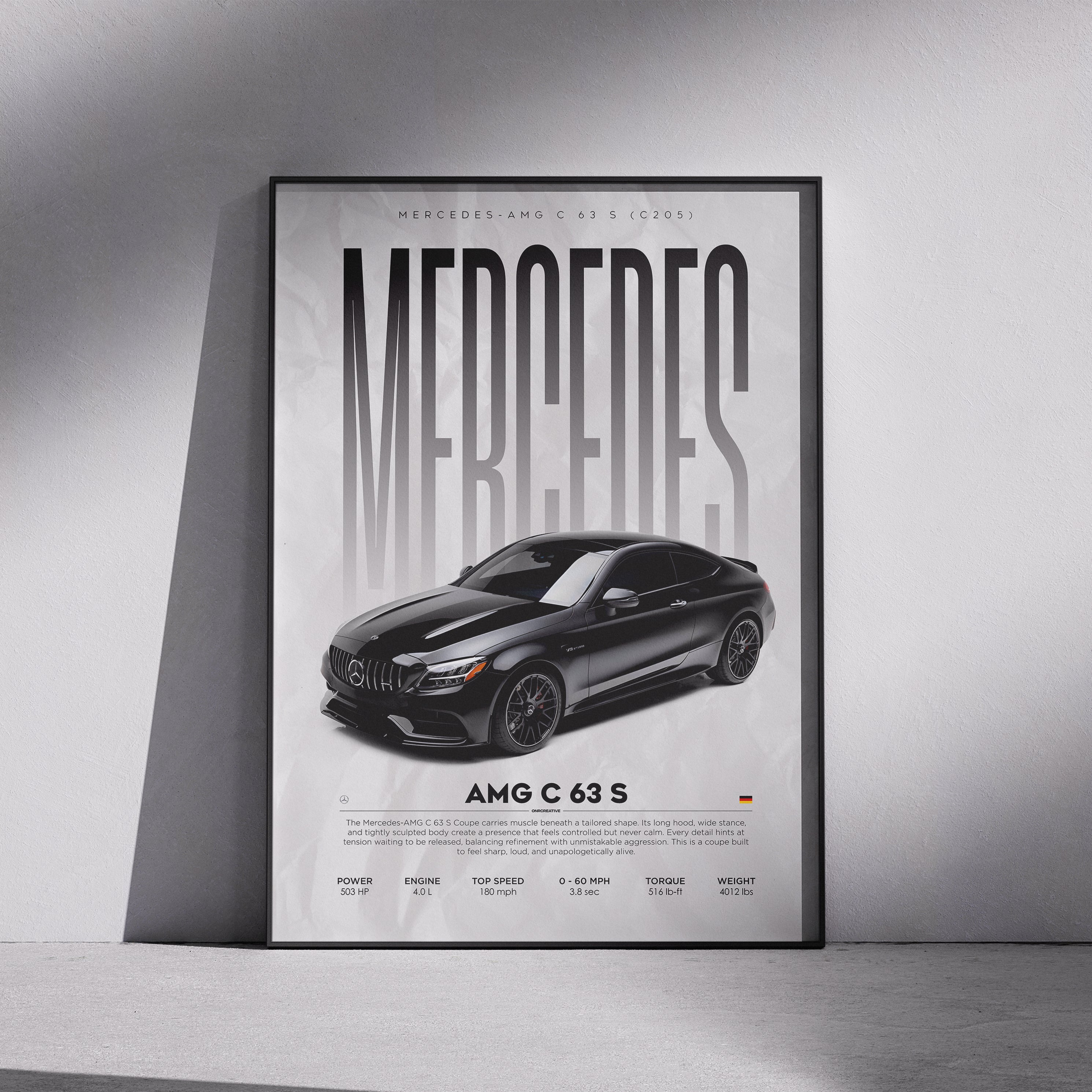 Mercedes-AMG C63 S C205 Coupe Minimal Poster | Wall Art Print
