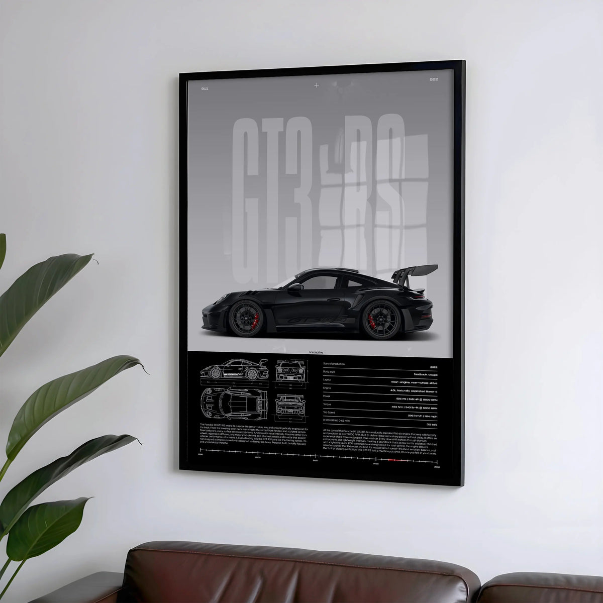 Porsche 911 GT3 RS Car Poster ONRCreative