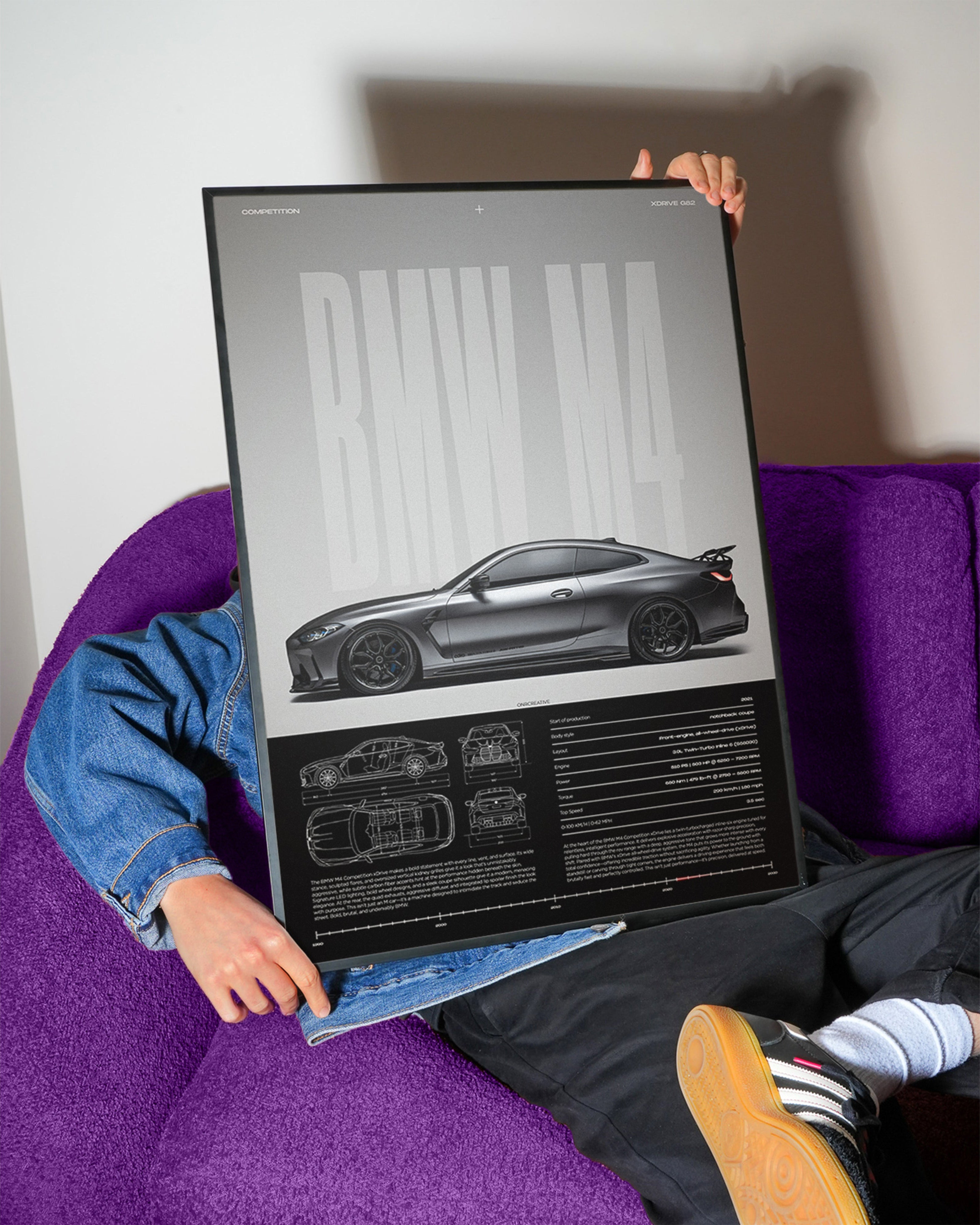 BMW M4 Competition Poster | Modern Automotive Wall Art | Luxury Car Print