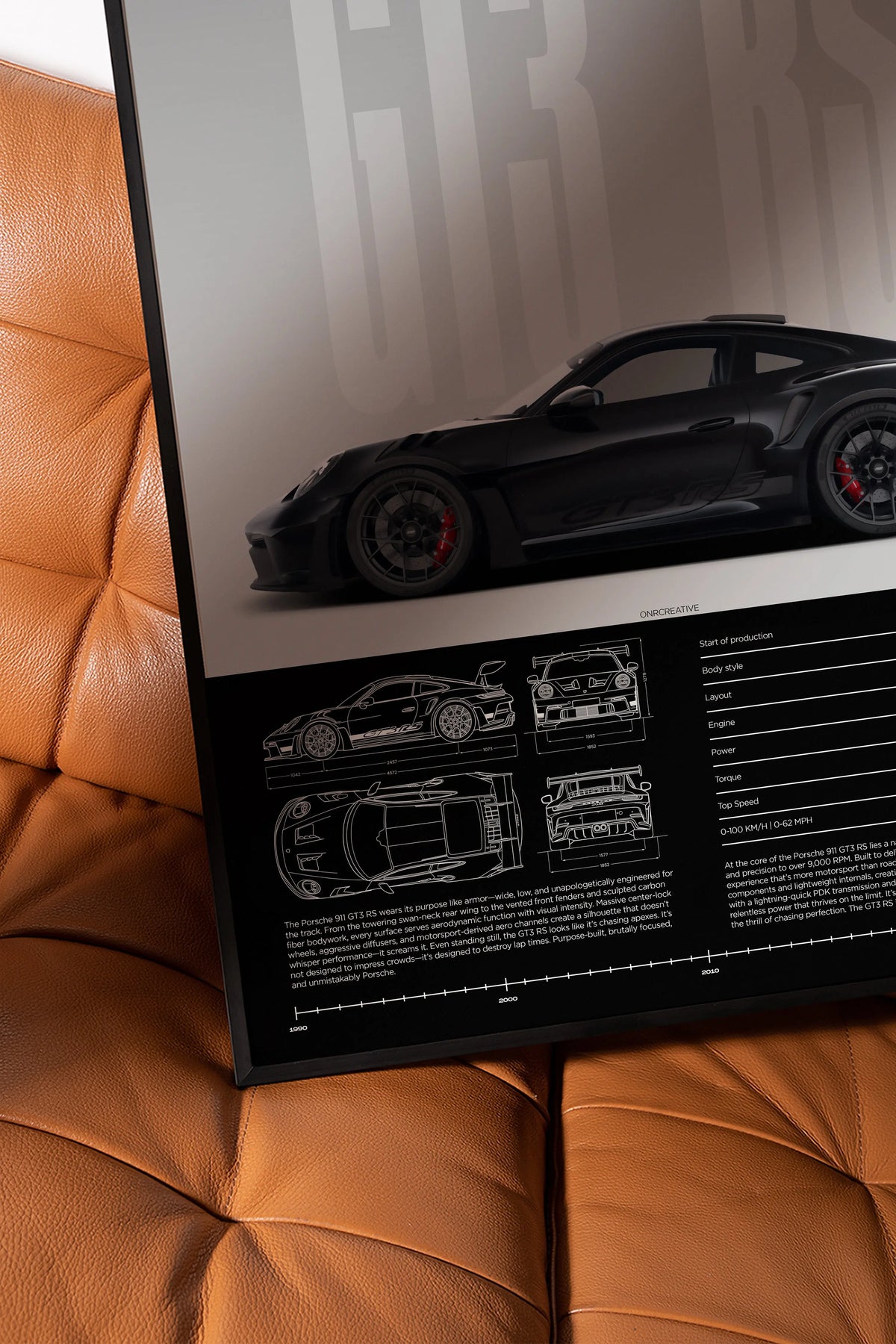Porsche 911 GT3 RS Car Poster ONRCreative