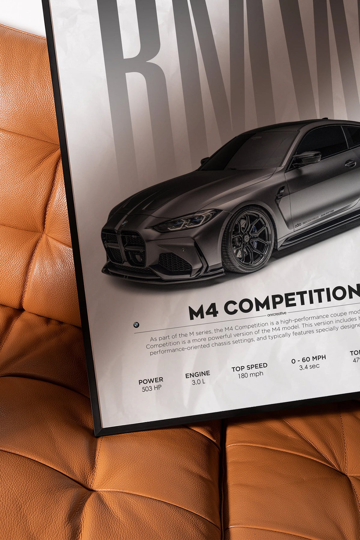 BMW M4 Competition G82 Car Poster ONRCreative