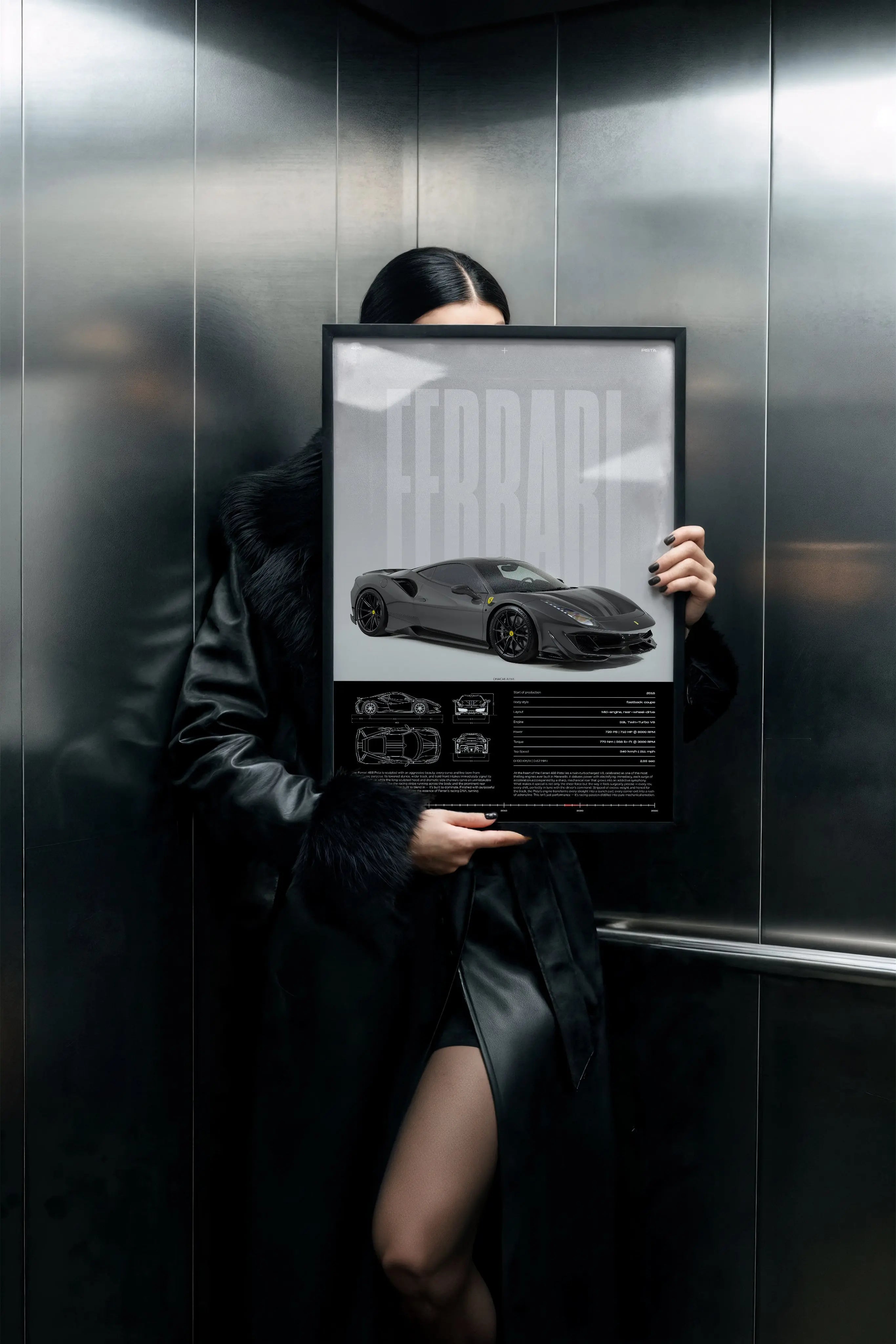 Ferrari 488 Pista Car Poster | Premium Supercar Wall Art Print