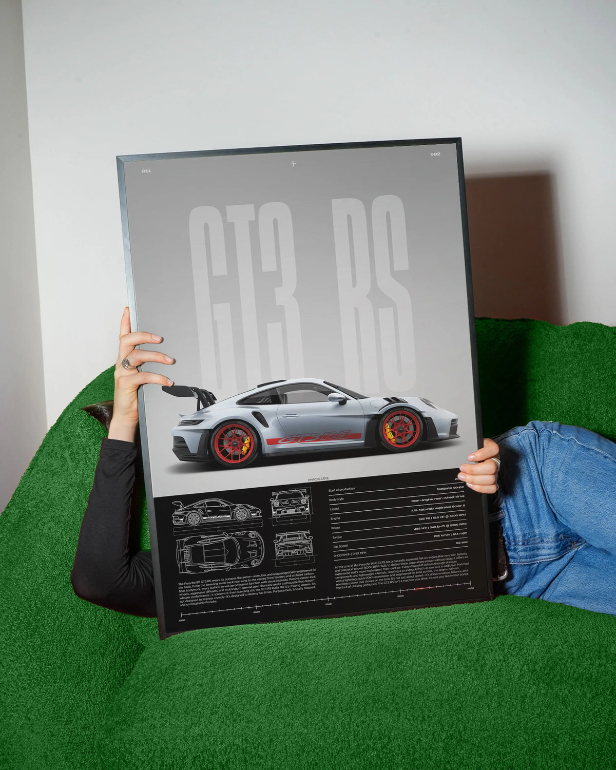 Porsche 911 GT3 RS Car Poster ONRCreative