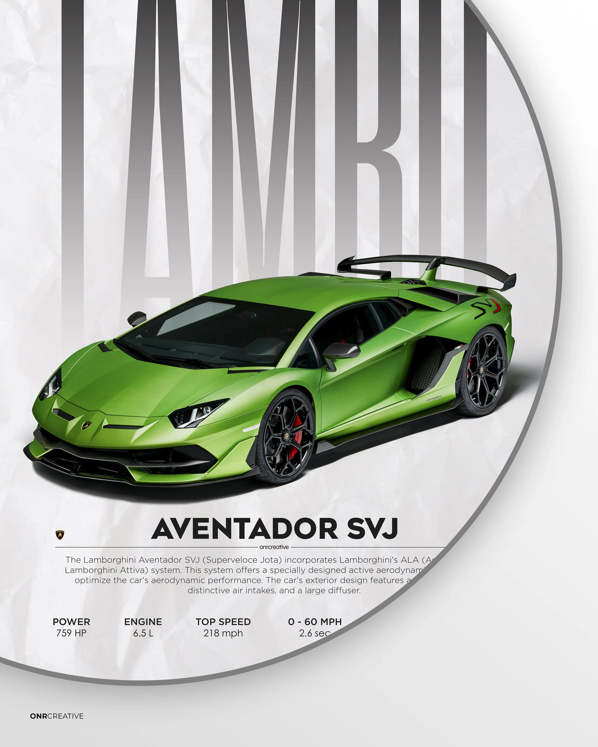 Lamborghini Aventador SVJ Car Poster ONRCreative