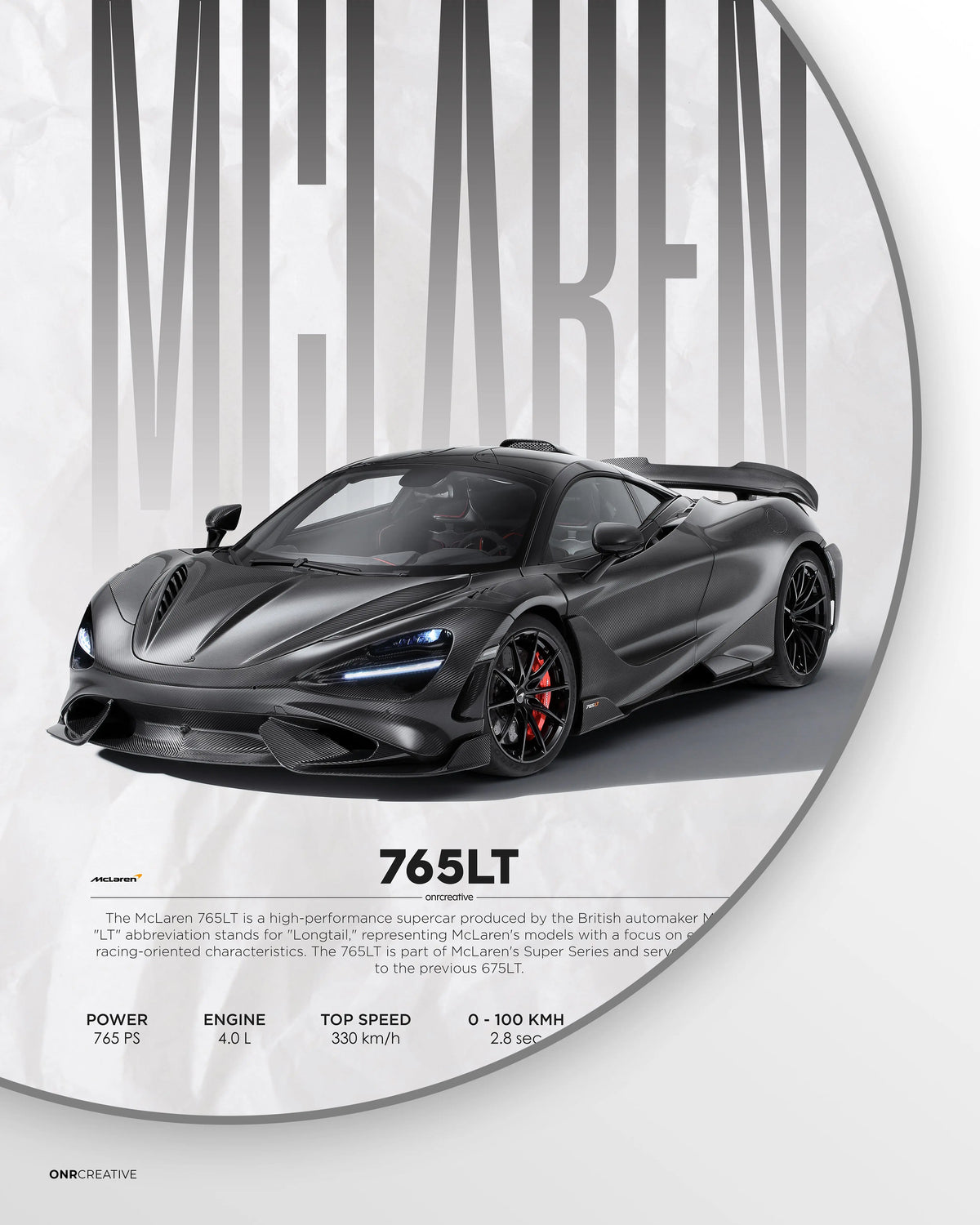 McLaren 765LT Car Poster ONRCreative