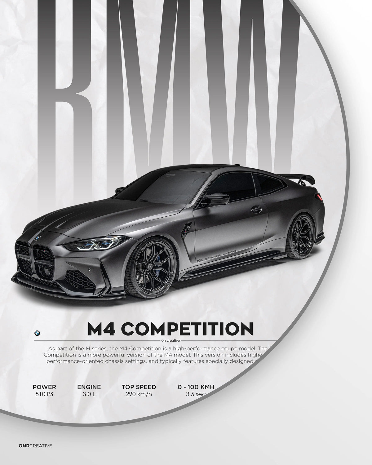 BMW M4 Competition G82 Car Poster ONRCreative