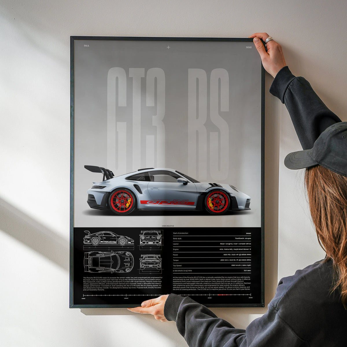 Porsche 911 GT3 RS Car Poster ONRCreative